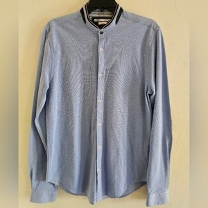 Zara Slim Fit Long Sleeve Botton Down with Elbow Patch Size Medium